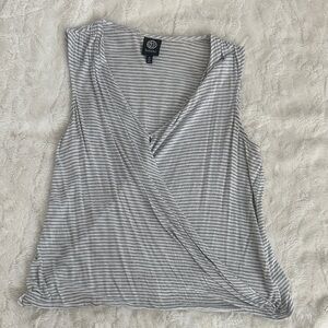 Bobeau (Buckle) Striped Sleeveless Wrap Top, Size M